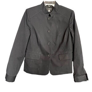 Alfani Blazer Womens 10 Black Stand Collar Jacket Classic Crop Retro Minimalist